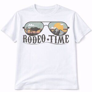 Rodeo Time Western Custom Graphic T Shirt Trendy Boutique Style Tee Womens White